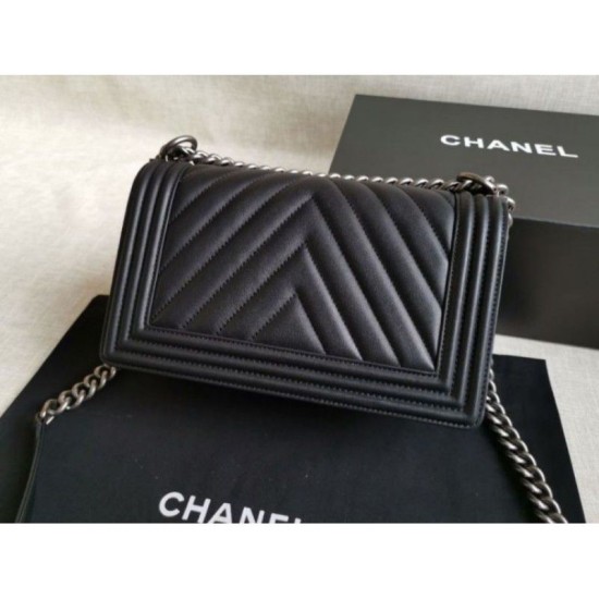 Riproduzione Fedele Boy Classica Chevron Flap Borse A67086 Nero imitazioni Replica Alta Qualità Boy Classica Chevron Flap Borse A67086 Nero