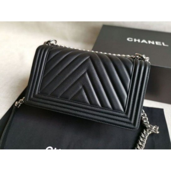Riproduzione Fedele Boy Classica Chevron Flap Borse A67086 Nero Steel Hardware imitazioni Replica Alta Qualità Boy Classica Chevron Flap Borse A67086 Nero Steel Hardware