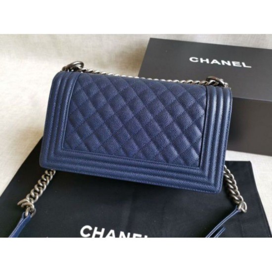 Riproduzione Fedele Boy Classica Flap Borse A67086 Blu imitazioni Replica Alta Qualità Boy Classica Flap Borse A67086 Blu