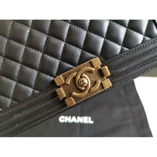 Replica Alta Qualità Boy Classic Flap Borse A67086 Nero Pelle di Agnello