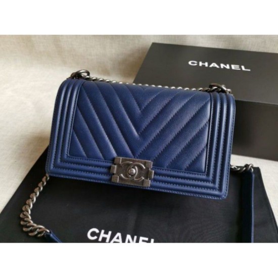 Riproduzione Fedele Boy Classic Chevron Flap Borse A67086 Blu imitazioni Replica Alta Qualità Boy Classic Chevron Flap Borse A67086 Blu