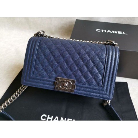 Riproduzione Fedele Boy Classica Flap Borse A67086 Blu imitazioni Replica Alta Qualità Boy Classica Flap Borse A67086 Blu