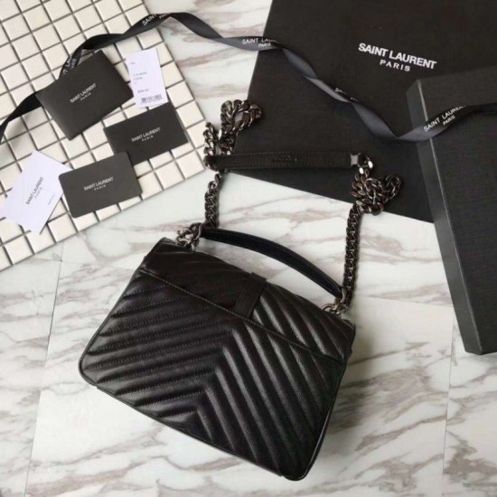 Riproduzione Fedele Dettagli perfetti YSL Saint Laurent Media Monogram Kate Chain Borse a tracolla Nero imitazioni Replica Alta Qualità Dettagli perfetti YSL Saint Laurent Media Monogram Kate Chain Borse a tracolla Nero