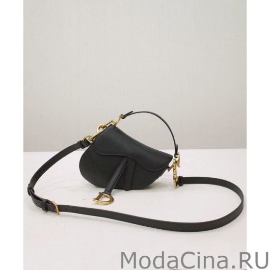 Mini borsa da sella Christian Dior con cinturino nero Mini borsa da sella Christian Dior con cinturino nero
