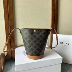 Replica Perfetta Borse Celine Little Bucket tela Triomphe Marrone