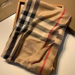 Replica Dettagli perfetti Scialle Burberry Aquatic Cashmere Small Check 75 x 220 Marrone Griffate