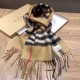 Replica Burberry Scialle in lana cashmere con motivo tartan a doppia faccia con logo 30 x 180 marrone Griffate