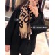Replica Burberry Scialle in lana cashmere con motivo tartan a doppia faccia con logo 30 x 180 marrone Griffate