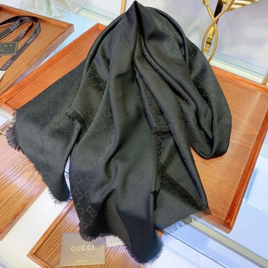 Dupe Wool GG jacquard sciarpa quadrata double-face Verde scuro imitazioni perfette Replica Wool GG jacquard sciarpa quadrata double-face Verde scuro Griffate