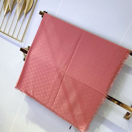 Dupe Wool GG jacquard Sciarpa quadrata double face Rosa imitazioni perfette Replica Wool GG jacquard Sciarpa quadrata double face Rosa Griffate
