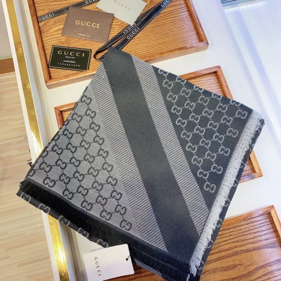 Dupe Wool GG jacquard Sciarpa quadrata double face Blu imitazioni perfette Replica Wool GG jacquard Sciarpa quadrata double face Blu Griffate