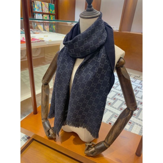 Dupe Sciarpa classica da uomo in cashmere double face Blu scuro imitazioni perfette Replica Sciarpa classica da uomo in cashmere double face Blu scuro Griffate