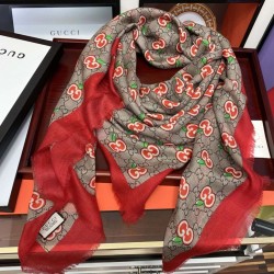 Replica Sciarpa Double G in cashmere con motivo mela intrecciata Griffate