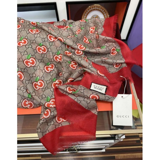 Dupe replica Sciarpa Double G in cashmere con motivo mela intrecciata imitazioni perfette Replica Sciarpa Double G in cashmere con motivo mela intrecciata Griffate