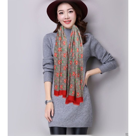 Dupe replica Sciarpa Double G in cashmere con motivo mela intrecciata imitazioni perfette Replica Sciarpa Double G in cashmere con motivo mela intrecciata Griffate