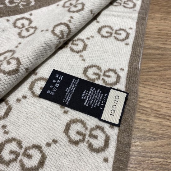 Dupe Pari replica Sciarpa Classic Wool GG jacquard Caffè imitazioni perfette Replica Pari Sciarpa Classic Wool GG jacquard Caffè Griffate