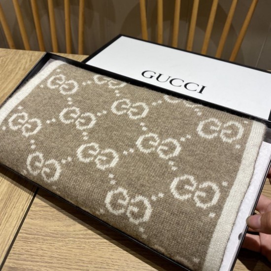 Dupe Pari replica Sciarpa Classic Wool GG jacquard Caffè imitazioni perfette Replica Pari Sciarpa Classic Wool GG jacquard Caffè Griffate