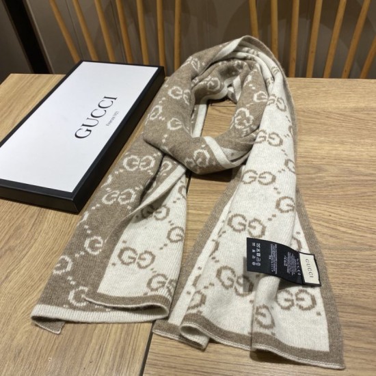 Dupe Pari replica Sciarpa Classic Wool GG jacquard Caffè imitazioni perfette Replica Pari Sciarpa Classic Wool GG jacquard Caffè Griffate