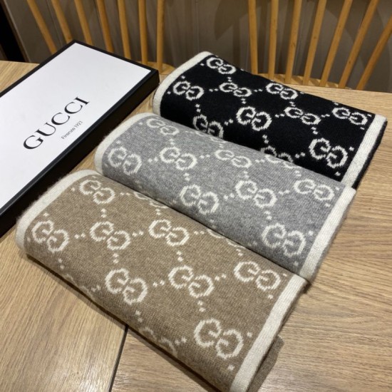 Dupe Pari replica Sciarpa Classic Wool GG jacquard Caffè imitazioni perfette Replica Pari Sciarpa Classic Wool GG jacquard Caffè Griffate