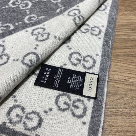 Replica Sciarpa Classic Wool GG jacquard Grigia Griffate