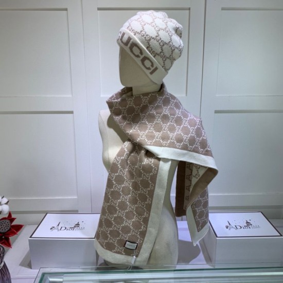 Replica Classic Cashmere Jacquard sciarpa e cappello fronte / bianco Griffate