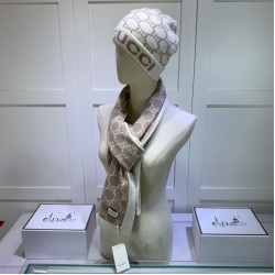 Classic Cashmere Jacquard sciarpa e cappello fronte / bianco Classic Cashmere Jacquard sciarpa e cappello fronte / bianco