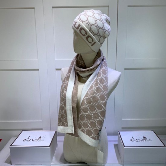 Replica Classic Cashmere Jacquard sciarpa e cappello fronte / bianco Griffate