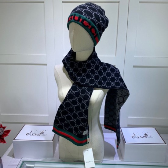 Dupe Classic Cashmere Jacquard Sciarpa e Cappello Nero imitazioni perfette Replica Classic Cashmere Jacquard Sciarpa e Cappello Nero Griffate