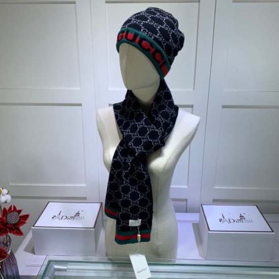 Dupe Classic Cashmere Jacquard Sciarpa e Cappello Nero imitazioni perfette Replica Classic Cashmere Jacquard Sciarpa e Cappello Nero Griffate