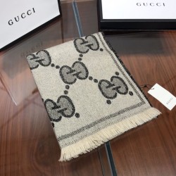 Replica Pari falso Sciarpa in cashmere con logo jacquard GG Lurex Grigio Griffate