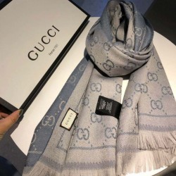 Replica Sciarpa Classic jacquard in lana 48 x 180 Grigio Griffate