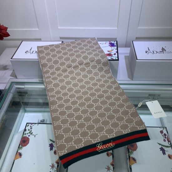 Dupe Sciarpa cashmere jacquard 30 x 190 Marrone imitazioni perfette Replica Sciarpa cashmere jacquard 30 x 190 Marrone Griffate