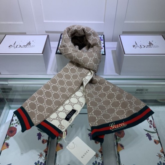 Dupe Sciarpa cashmere jacquard 30 x 190 Marrone imitazioni perfette Replica Sciarpa cashmere jacquard 30 x 190 Marrone Griffate