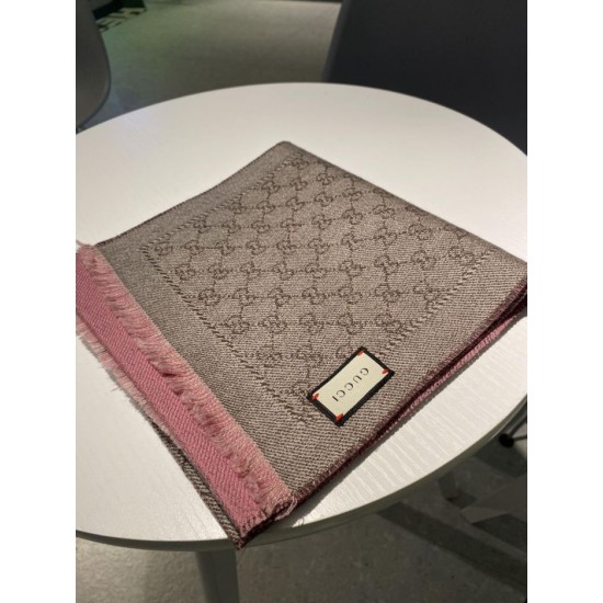Replica Pari Sciarpa in cashmere jacquard con motivo GG 23 x 180 Rosa Griffate