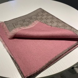 Replica Pari Sciarpa in cashmere jacquard con motivo GG 23 x 180 Rosa Griffate