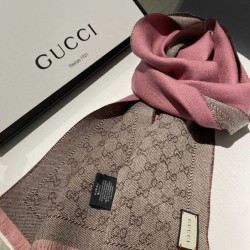 Replica Pari Sciarpa in cashmere jacquard con motivo GG 23 x 180 Rosa Griffate