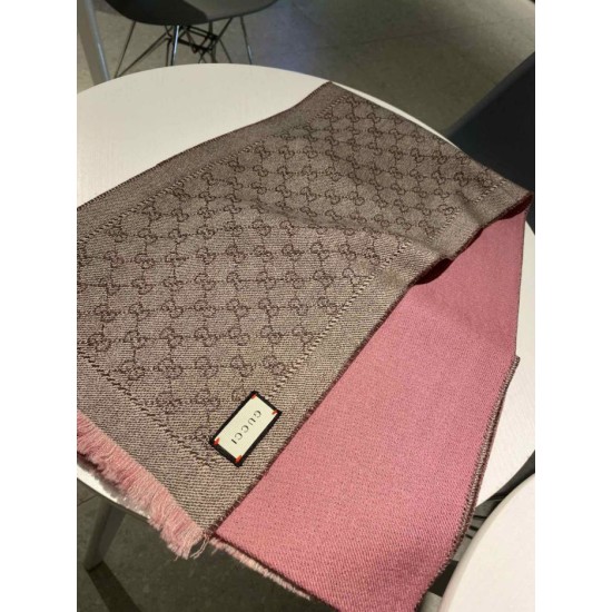 Replica Pari Sciarpa in cashmere jacquard con motivo GG 23 x 180 Rosa Griffate
