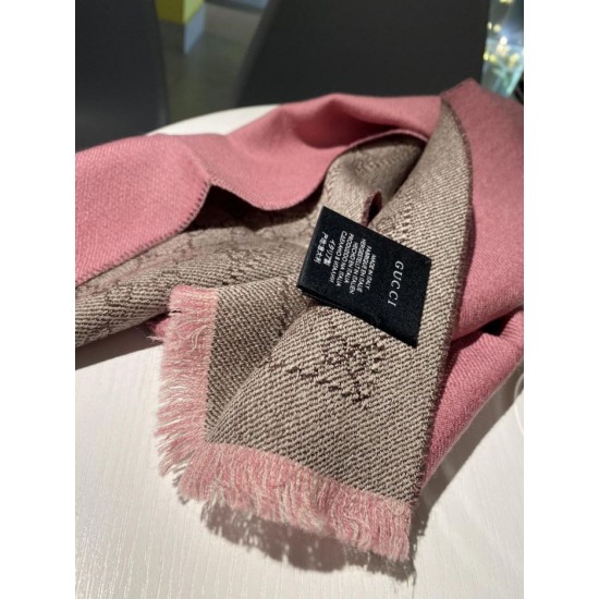 Replica Pari Sciarpa in cashmere jacquard con motivo GG 23 x 180 Rosa Griffate